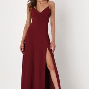 Lulus Event Ready Burgundy Backless Lace-up Maxi Dress Red - Size M